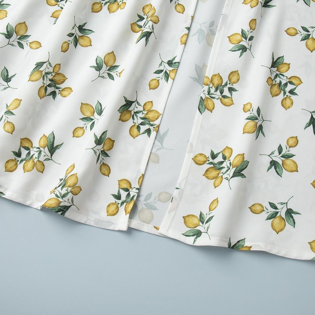Nuovo Vestito Sottoveste Estivo con Stampa Floreale, Scollo Basso, Vita con Laccio, Spacco Alto, Abito Casual da Festa per Donna