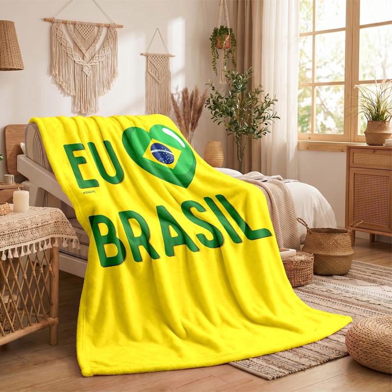 Brazil national football team Print Flannel Blanket Soft Warm Sofa Bed Throw Blanket For Home Office Bedroom
