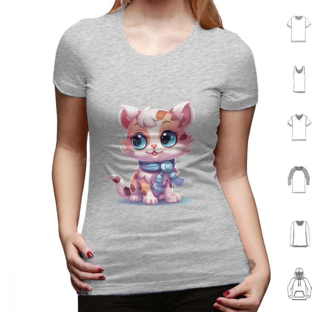 Kawaii Lovely Cat T Shirt Big Size 100 Cotton Cute Cat Illustration Cartoony Cat Design Meowing Cat Art Playful Cat Drawing