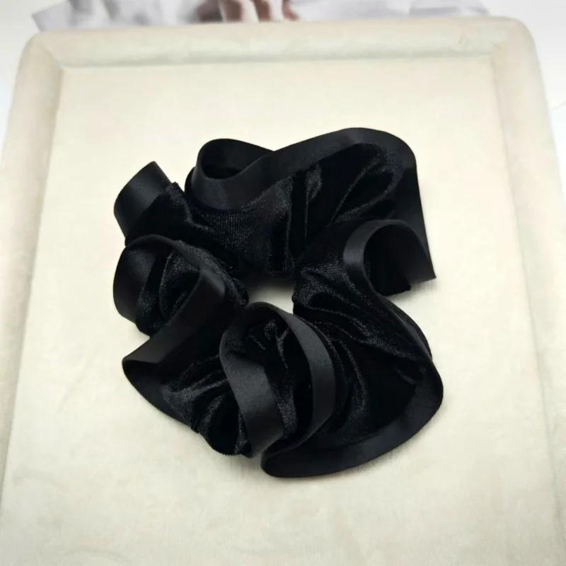 

Золотистая бархатная ткань Повязка для волос Цыганское кольцо из толстой кишки Французский ретро Высокоэластичный сатин Резинка для волос аксессуары для женщин