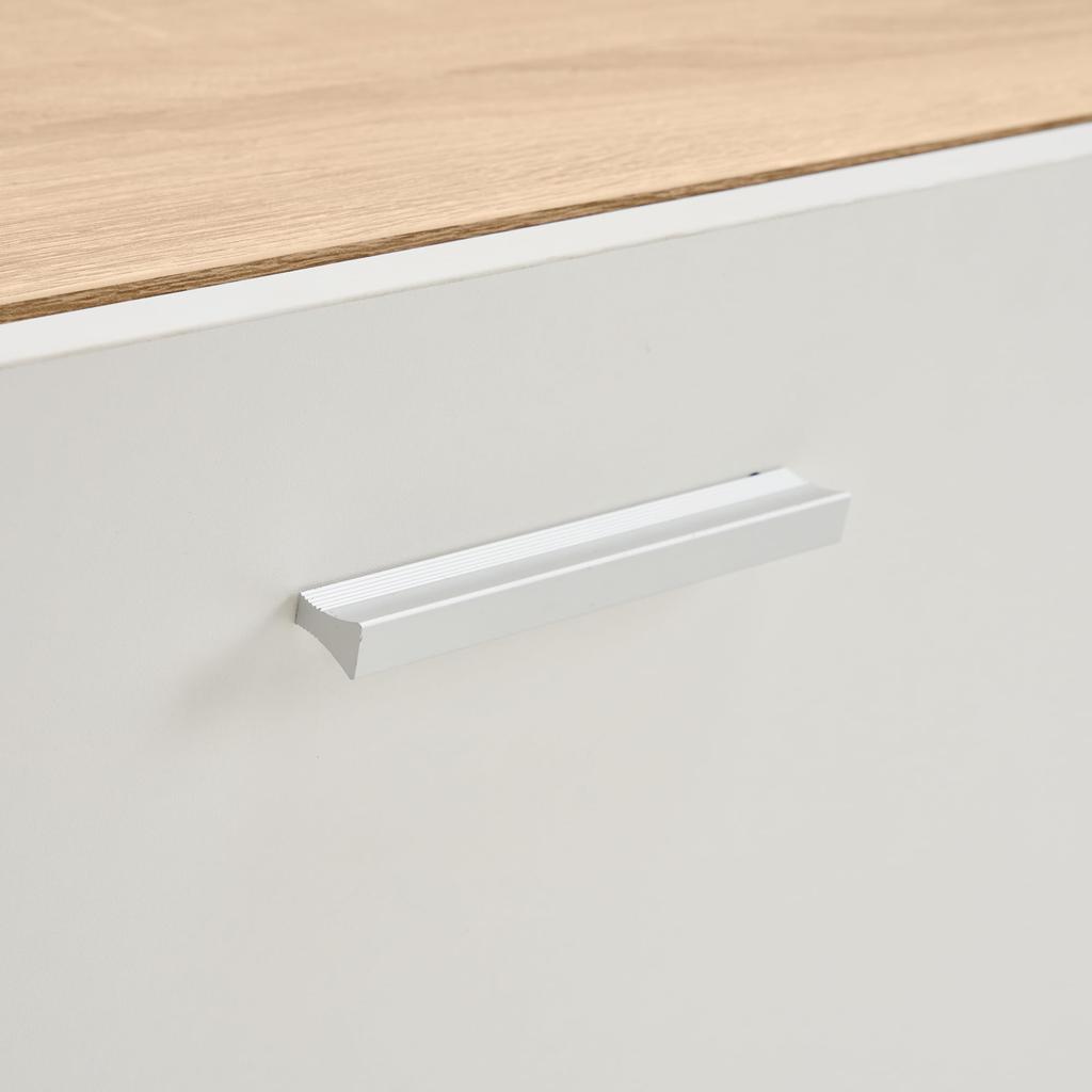 Wohnwand Wohnzimmer, Wohnzimmer Möbel Set, 1x TV Lowboard, Wandregal, Komplett, Elegante Mediawand, Viel Stauraum, 60 Zoll TVs, Weiß & Holzfarbe