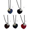 Retro Style Natural Fiber Cord Heart Charm Necklace Sophisticated Twine Chain Feminine Sweater Chain Accessory