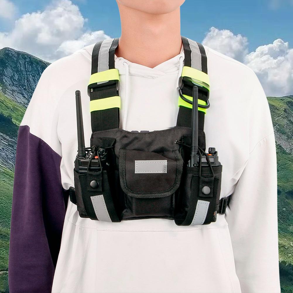Radio Chest Harness Adjustable Shoulder Strap Walkie Talkie Chest Holster Walkie Talkies Front Pack Pouch Case for Baofeng UV-5R