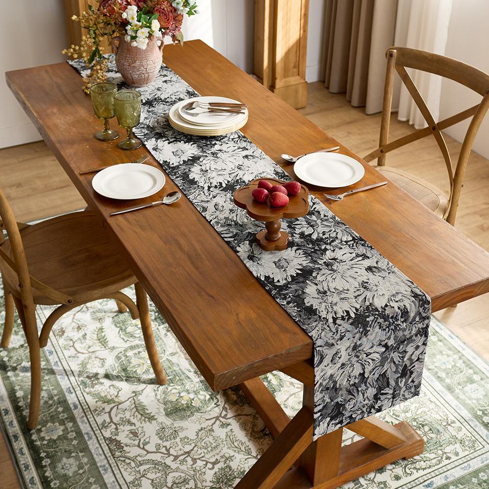 Retro Tablecloth Jacquard Premium Dining Table Cover Towel Round Table Coffee Table Rectangular Tablecloth Household Pastoral Cover