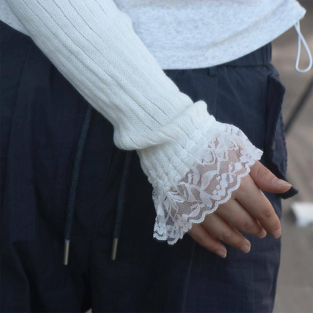 Gothic JK Lolita Arm Sleeves Japanese Style Knitted Gloves Fashion Y2K Lace Oversleeve  Ladys