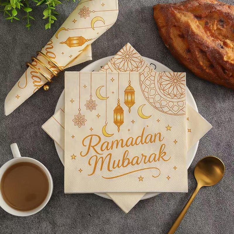 Ramadan Napkins Decorations  Eid Party Table Decoration Star And Moon Napkins Eid Dinnerware Eid Celebration Supplies