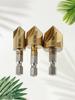 3 PCS Countersink Drill Bit Set 90 Degree 5 Flute 1/4 Inch Hex Shank Countersunk Bits Deburring Bit for Wood Plastic