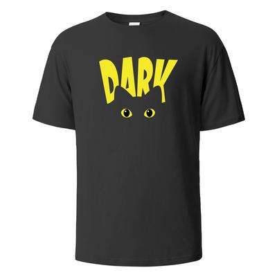 Dark Cat Print T-Shirt Summer Tees For Men Women 100% Cotton O-neck Oversize Casual Short Sleeved Tops