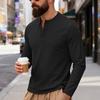 Men's Heavyweight Ribbed Long Sleeve Henley Shirt.