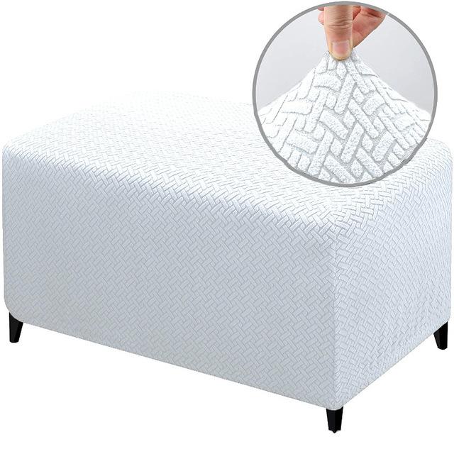 Jacquard Ottoman Cover Stretch Durable Footstool Cover Bench Stool Cover Washable Furniture Protector Stool Cover
