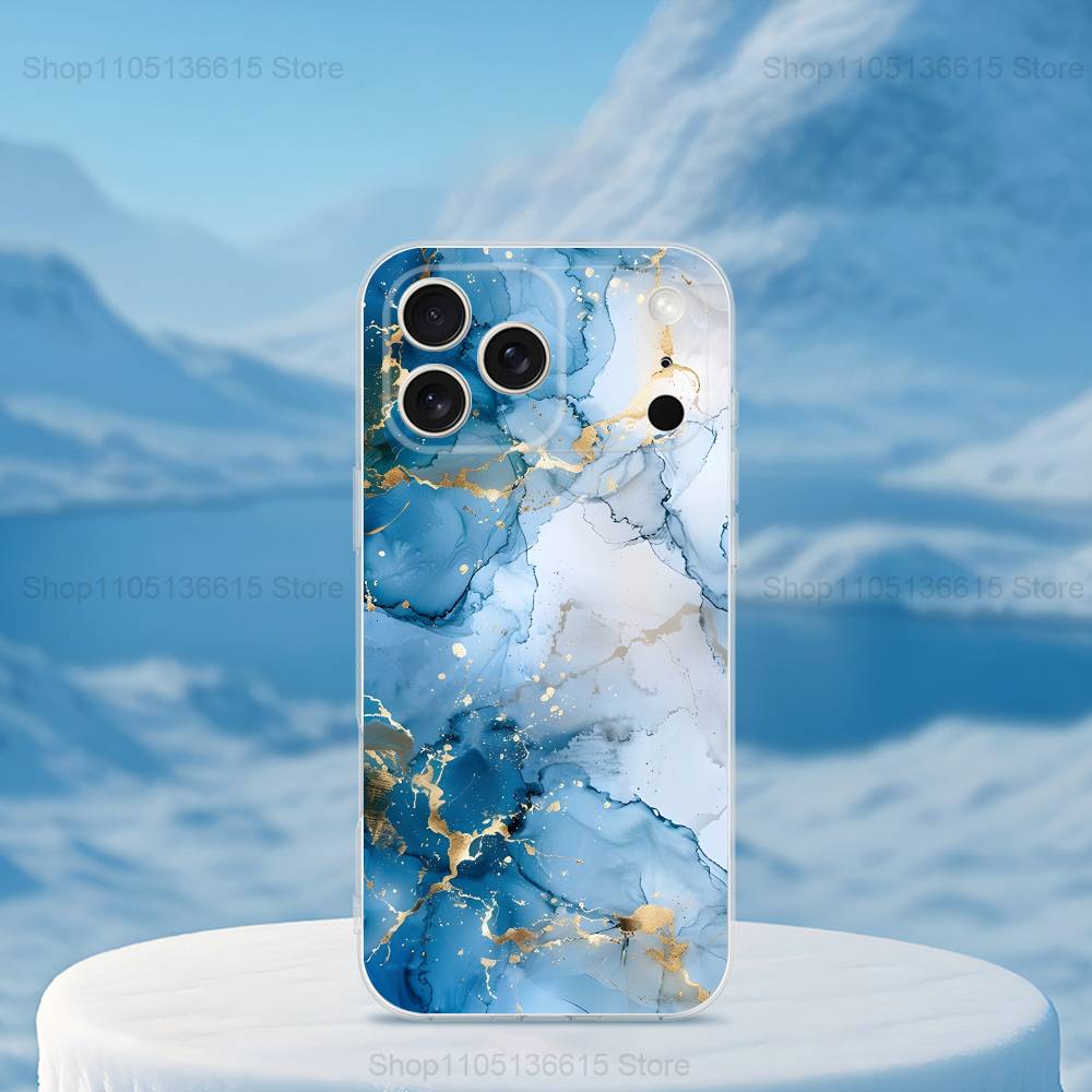 Marble Art Black Gold Phone Case For iPhone 16,15,14,13,12,11,17 Pro,Max,Plus,X,XS,XR,SE,Mini Transparent Soft Cover