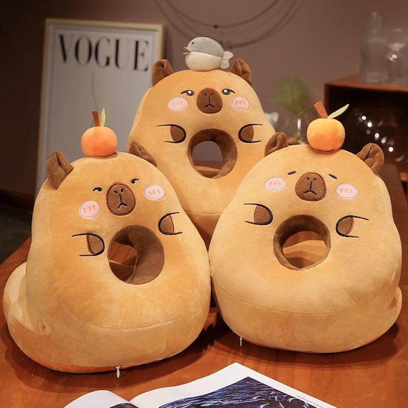 Cuscino Morbido Capibara Addormentato Cuscino Cartone Animato Capibara Per Sedia da Ufficio Schienale Lombare Divano Decorazione per la Casa Regali