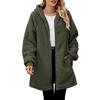 Damen Plüsch Reißverschluss Jacke Mit Kapuze Locker Langarm Pelzig Strickjacke Winter