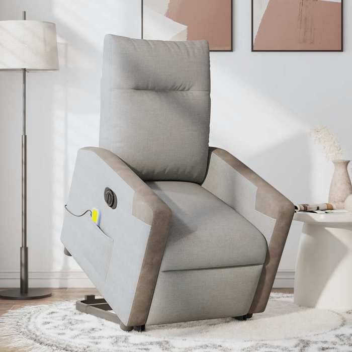 VidaXL Electric Massage Recliner Armchair Cloud Grey Fabric 3324104