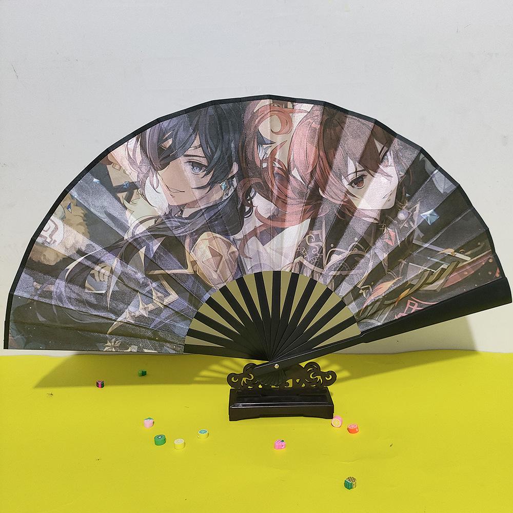 Ancient Style 8-Inch Folding Plastic Fan with Tassel for Men's Hanfu Dance