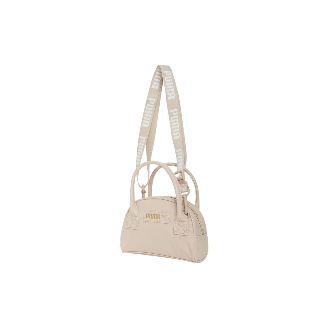 Puma Front Metal Logo Print Splicing Element Full Print Shoulder Strap Fabric And Synthetic Leather Tote Shoulder Crossbody Bag Women bags 078742-02 Beige 7700₽
