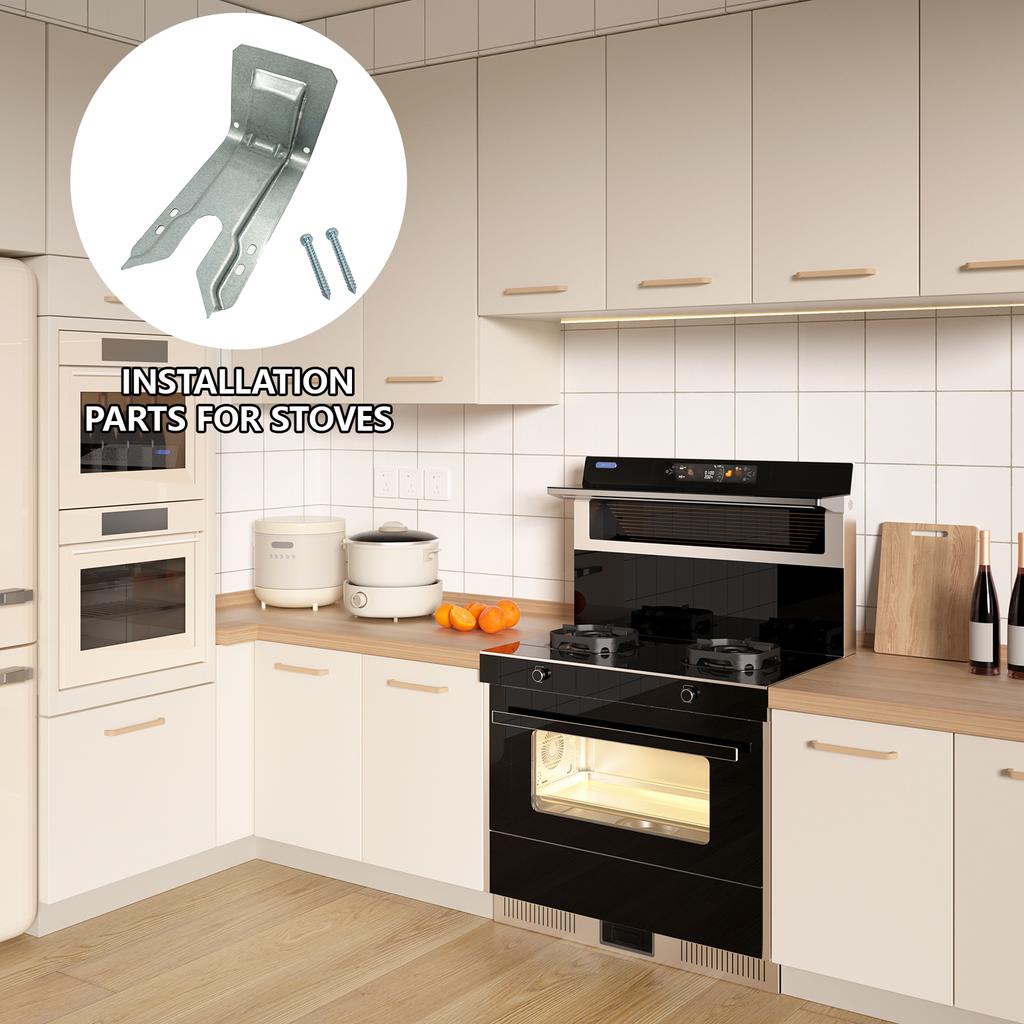 Anti Tip Range Bracket Set Cooker Anti Tip Set Kitchen Appliance Stability Rack Stove Safety Bracket Metal Texture
