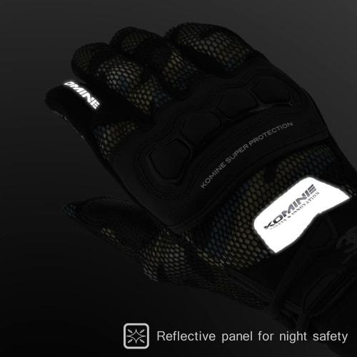 Komine GK-215 Protective 3D Mesh Gloves for Motorcycles Blue Yellow Camo XL