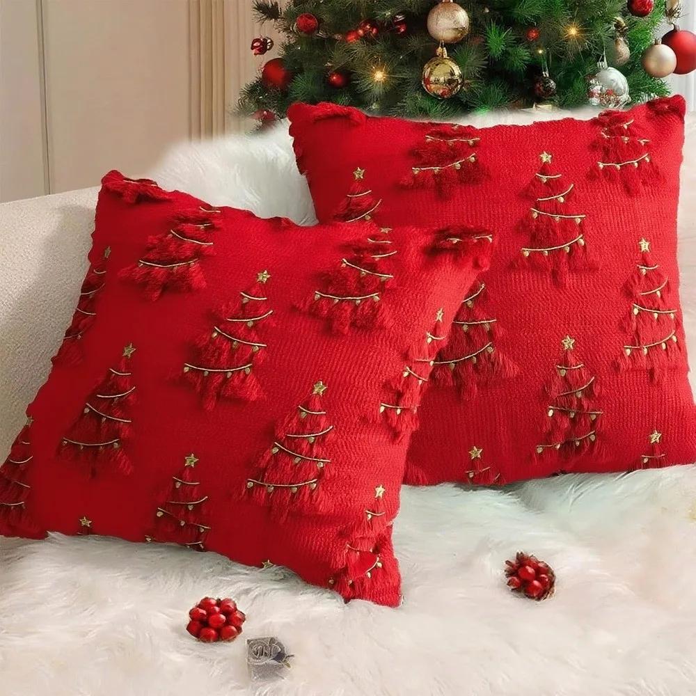 New Christmas Day Pillowcase Xmas Tree with Light Short Cushion Slipcover Reindeer Pillow Case Holiday Supplies