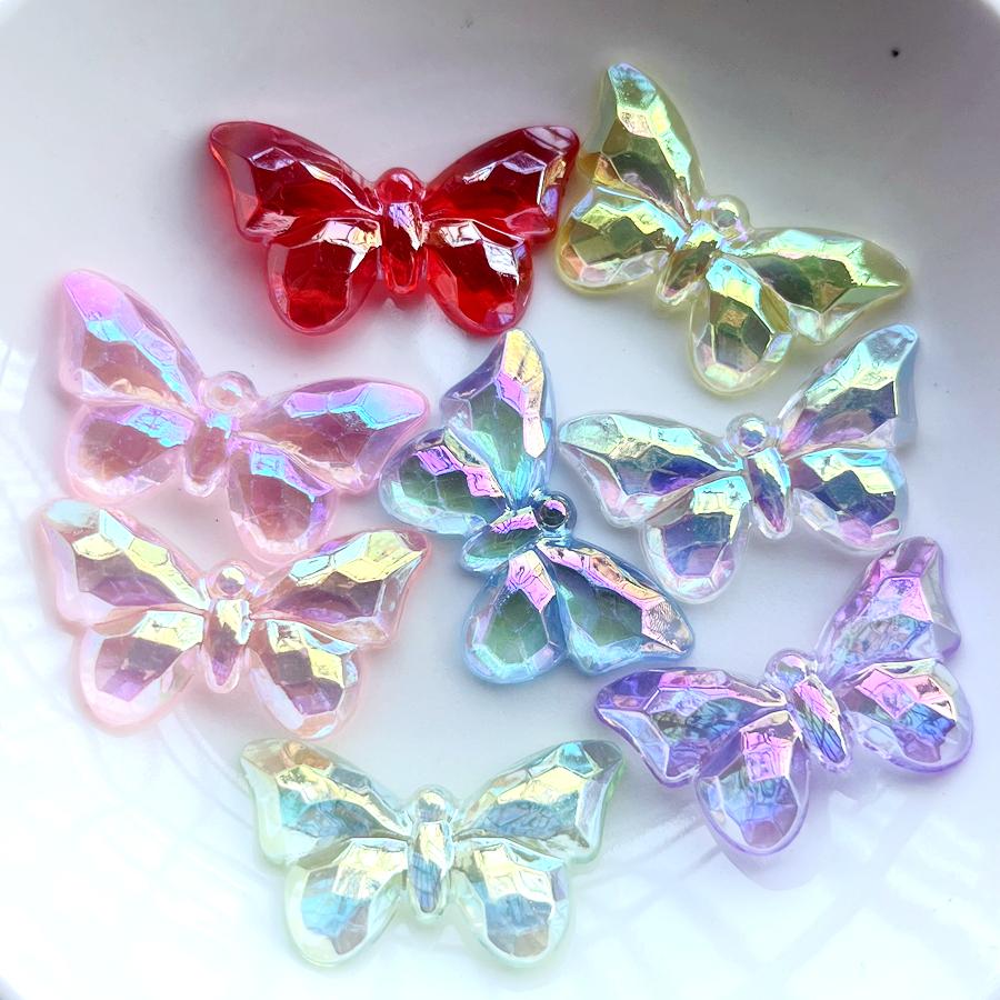 

10 шт., 32 мм * 18 мм, смешанный кристалл ab, цветная бабочка, акрил, декоративный альбом с плоской задней частью, ювелирный чехол для телефона «сделай сам», украшенный бабочкой разноцветный
