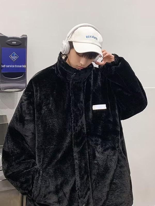 Men's Trendy Lambswool Jacket: Winter Street Style, Loose Fit, Double-Sided, Versatile Casual Coat