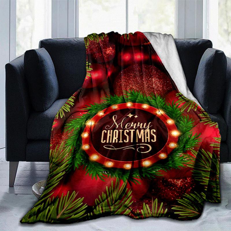 

1pc Christmas Tree Printing Lightweight Flannel Blanket, Comfortable and Warm Blanket, for Camping Sofa Bed and Couch Office, Gift Blankets in All 100x150cm
