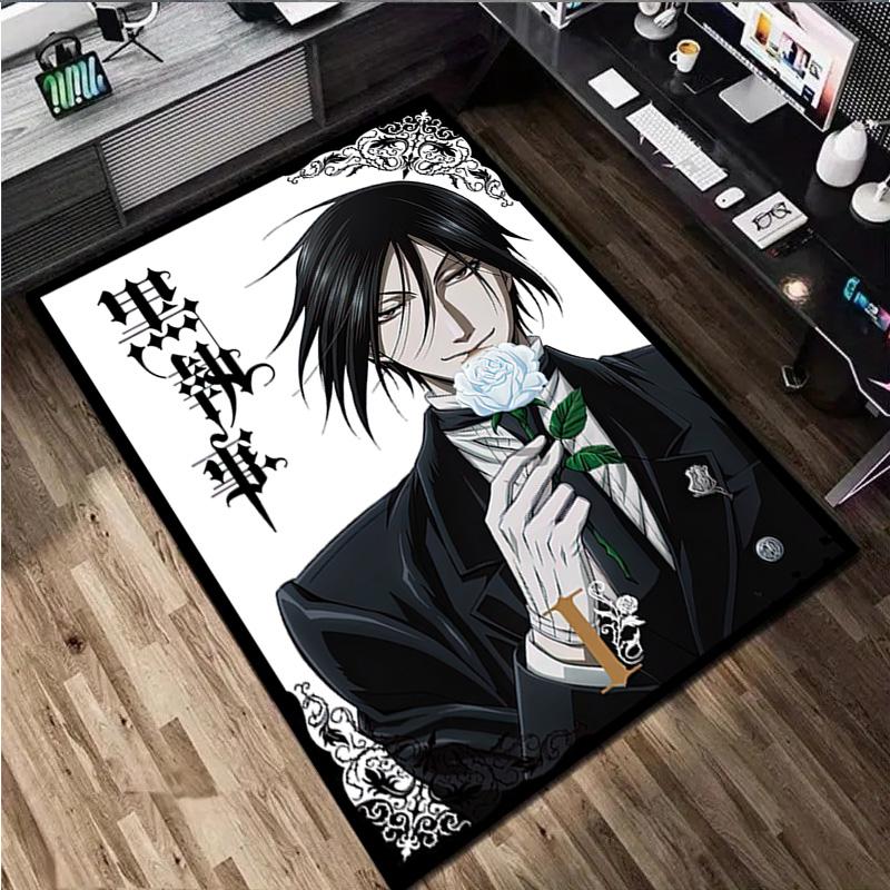 1Pc Black Butler Print Rug - home decoration Carpet For Living Room Bedroom Flooring Computer Chair Area Rug