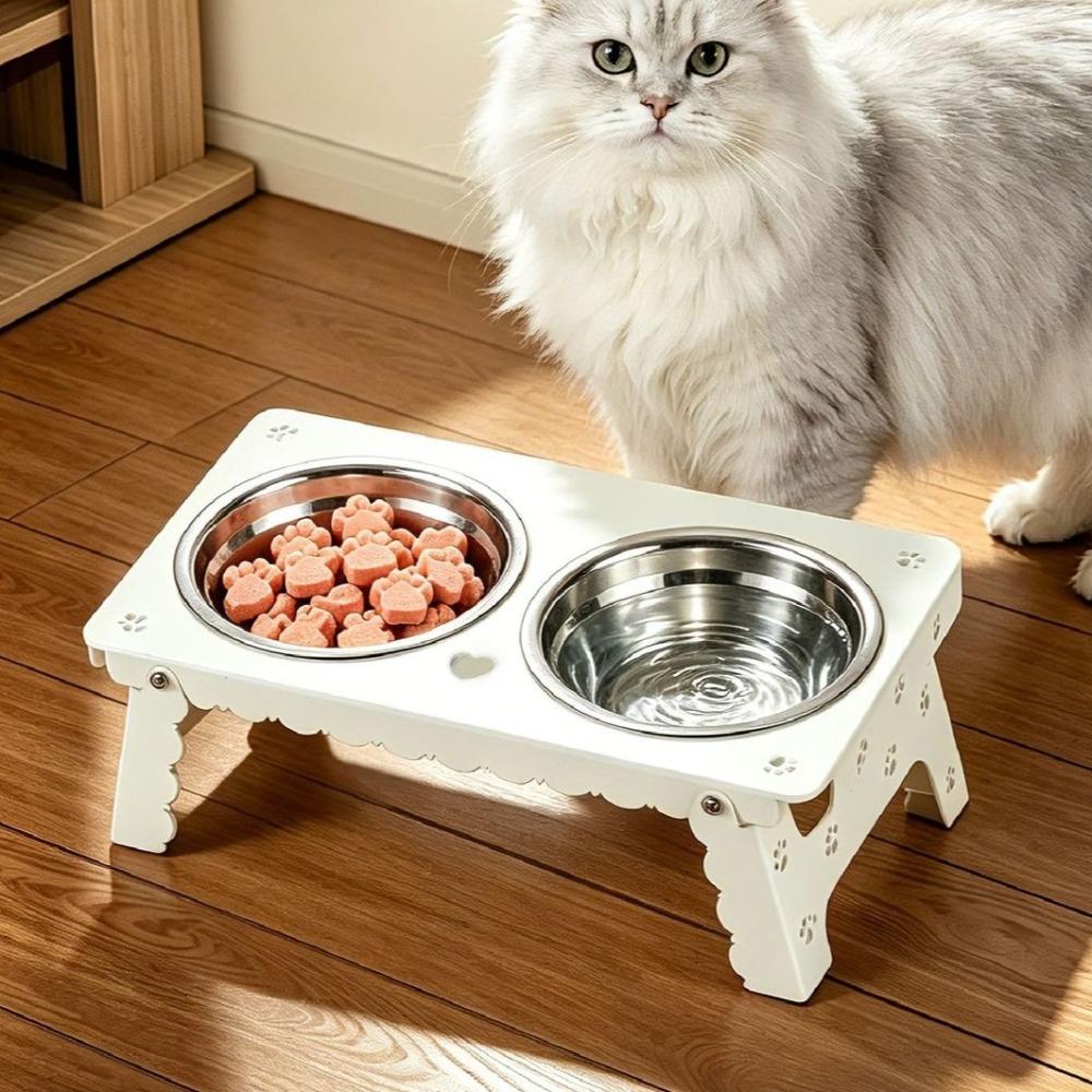 Foldable Dog Water Food Bowl Tilted Bracket Elevated Cat Feeder  Healthy Feeding