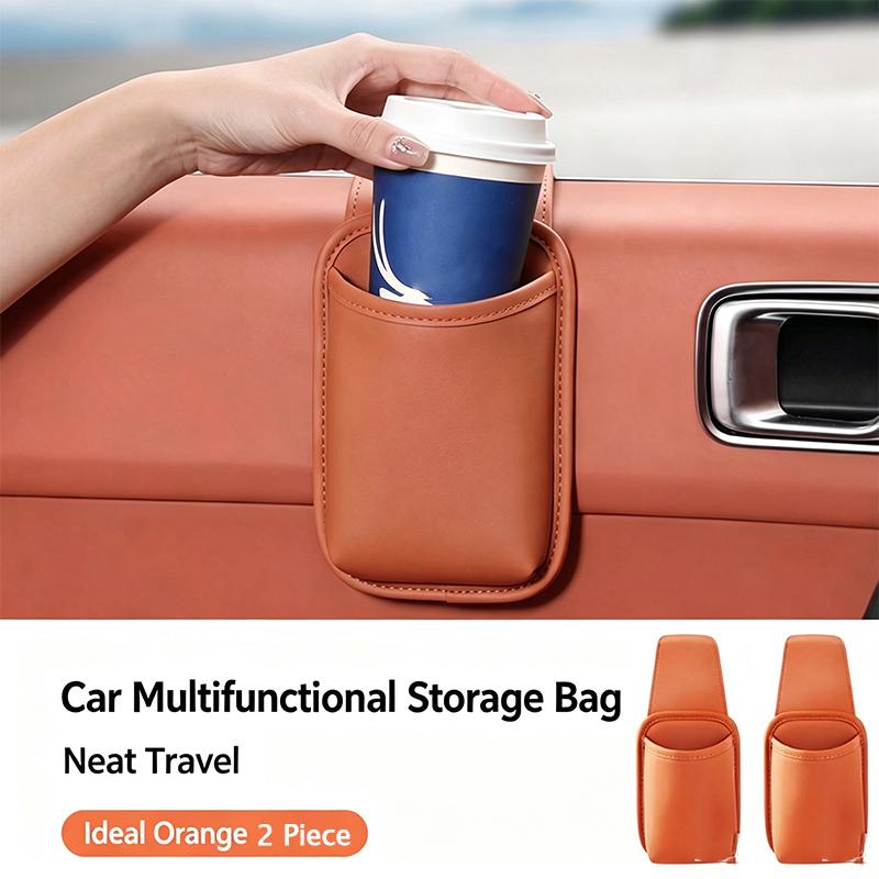 1/2pcs Car Door Cup Holder Organizer Leather Waterproof Drink Holder Storage Bag Universal Tidy Vehicle Interior Accessories