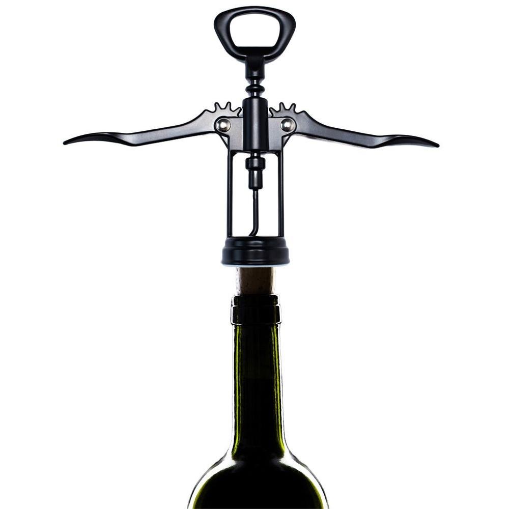 Black Metal Corkscrew Wine Bottle Opener Traditional
