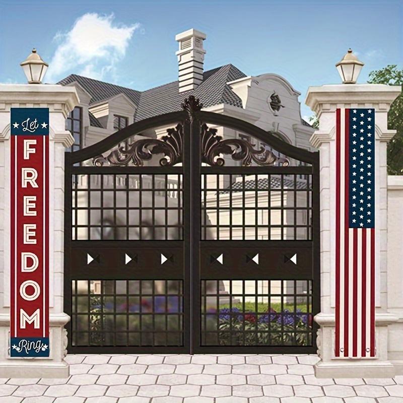 2PCS 4th of July Patriotic Decor – Hanging American Flags & Banners Set, Vibrant Red/White/Blue, Durable for Indoor & Outdoor Parties