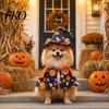 Ghost Themed Pet Outfit 1 Set Halloween Costume, Adjustable Wizard Hat And Cape, Cute Pumpkin Costume Prints, Fun for Small Dogs Cats Festive