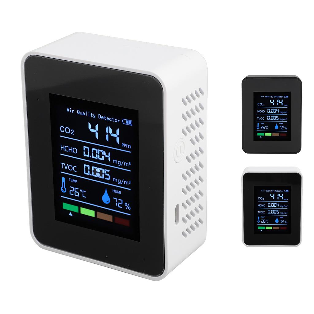 Portable Air Quality Detector CO2 TVOC HCHO Humidity Temperature 5 In 1 Multifunctional Indoor Air Q