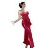 Summer Sense Pure Desire Three-dimensional Flower Tube Top Slim Fit Hip Wrap Fishtail Dress Birthday Dress Skirt