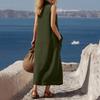 Sleeveless Button Down Shirt Dress with Front Pockets and Collared Neckline for Women Casual Loose Fit Long Dress