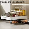 Pull-Out Kitchen Storage Rack with Heightened Guardrail Design Smooth Slide Rail Cabinet Organizer Nail-Free Installation Plastic Storage Bins