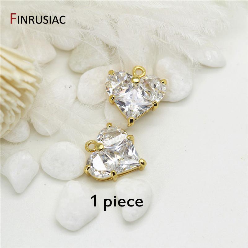

Позолоченная латунь 14K Блестящий кулон-сердце из кристалла Подвески для DIY-ожерелий Серьги Шармы Аксессуары для изготовления ювелирных изделий