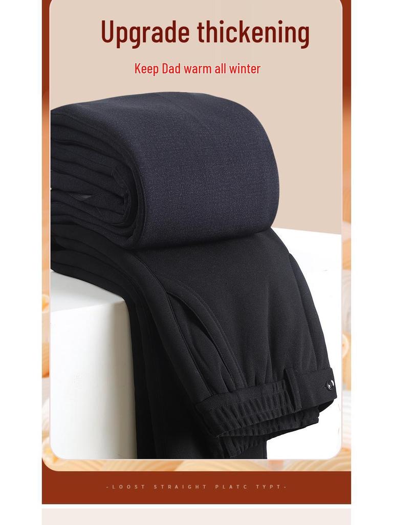 Men's Winter Warm Fleece Pants for Middle-aged and Elderly