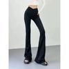 And American Style Pilates Flared Fitness Pants for Women, Peach Lift, Nude Feel, Cross-Waist, Tight-Fitting, Stunning Flared Pants for Autumn
