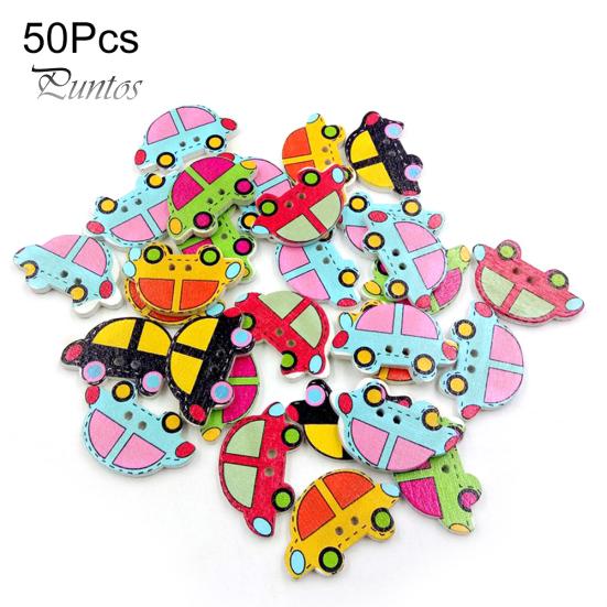 

50 шт., милые маленькие автомобильные деревянные пуговицы, сделай сам, шитье, рукоделие, скрапбукинг, ремесло