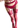 Collant Giarrettiera Neri con Bordo Rosso: Calze velate, con inserti, al ginocchio