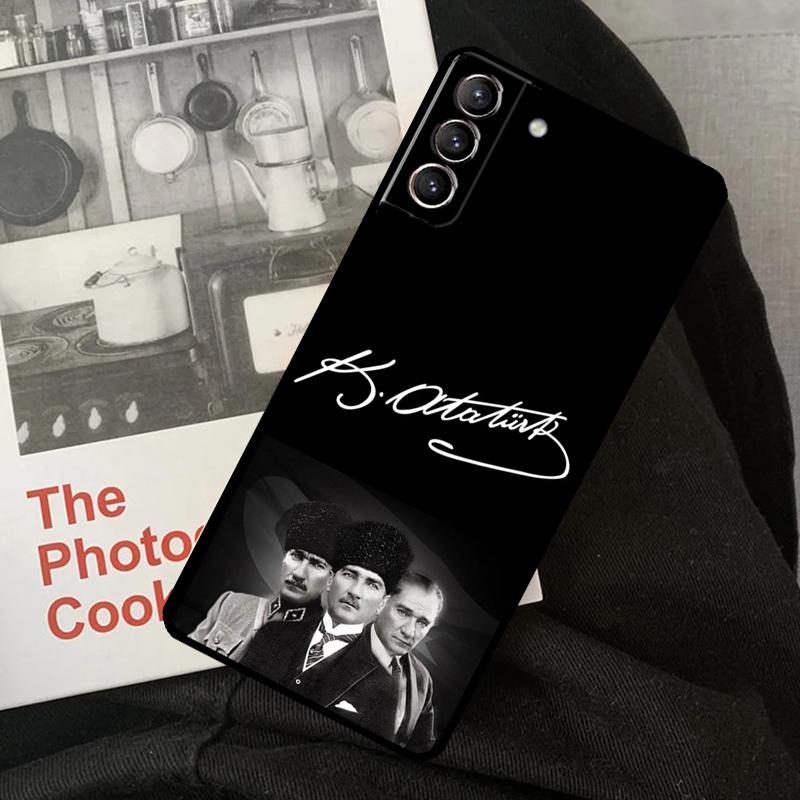 Coque de téléphone signature Mustafa Kemal Atatürk pour Samsung Galaxy S24 S22 S23 Ultra S20 S21 S24 FE S9 S10 Note 10 Plus 20 Ultra