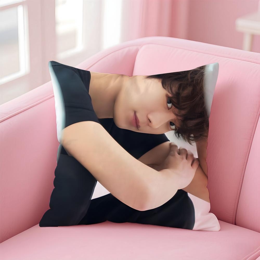 Hot Handsome Korean Actor KKim Youngdae Cushion Cover Pillowcase Short Plush Invisible Zipper Room Sofa Cushion Cover