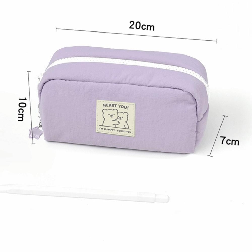 New Solid Color Pen Bag Large Capacity Cartoon Pencil Pouch Gift with Star Pendant Stationery Organizer School Office