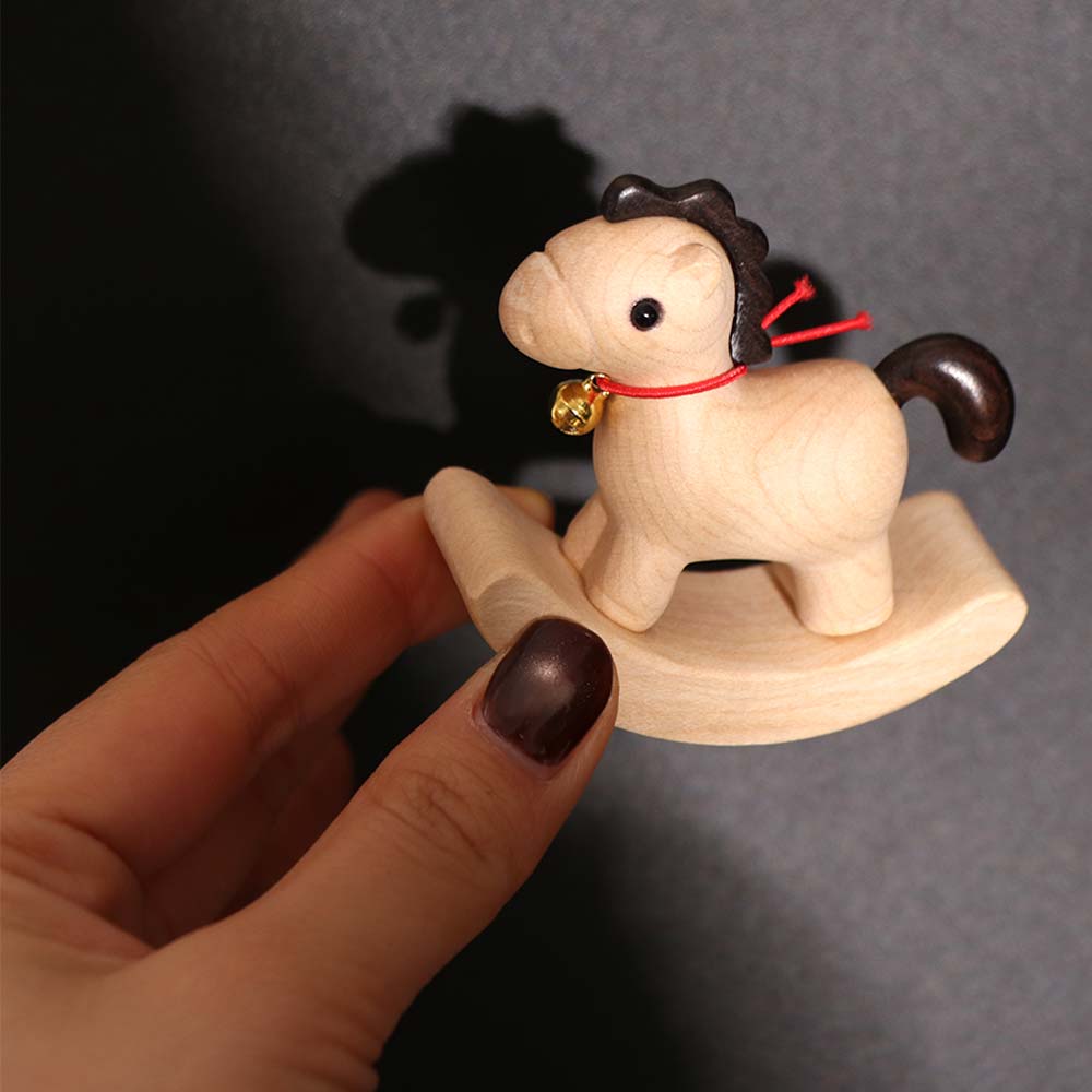 Wooden Material Balance Art Adornment Carved Design Miniature Rocking Horse  Bar Decor