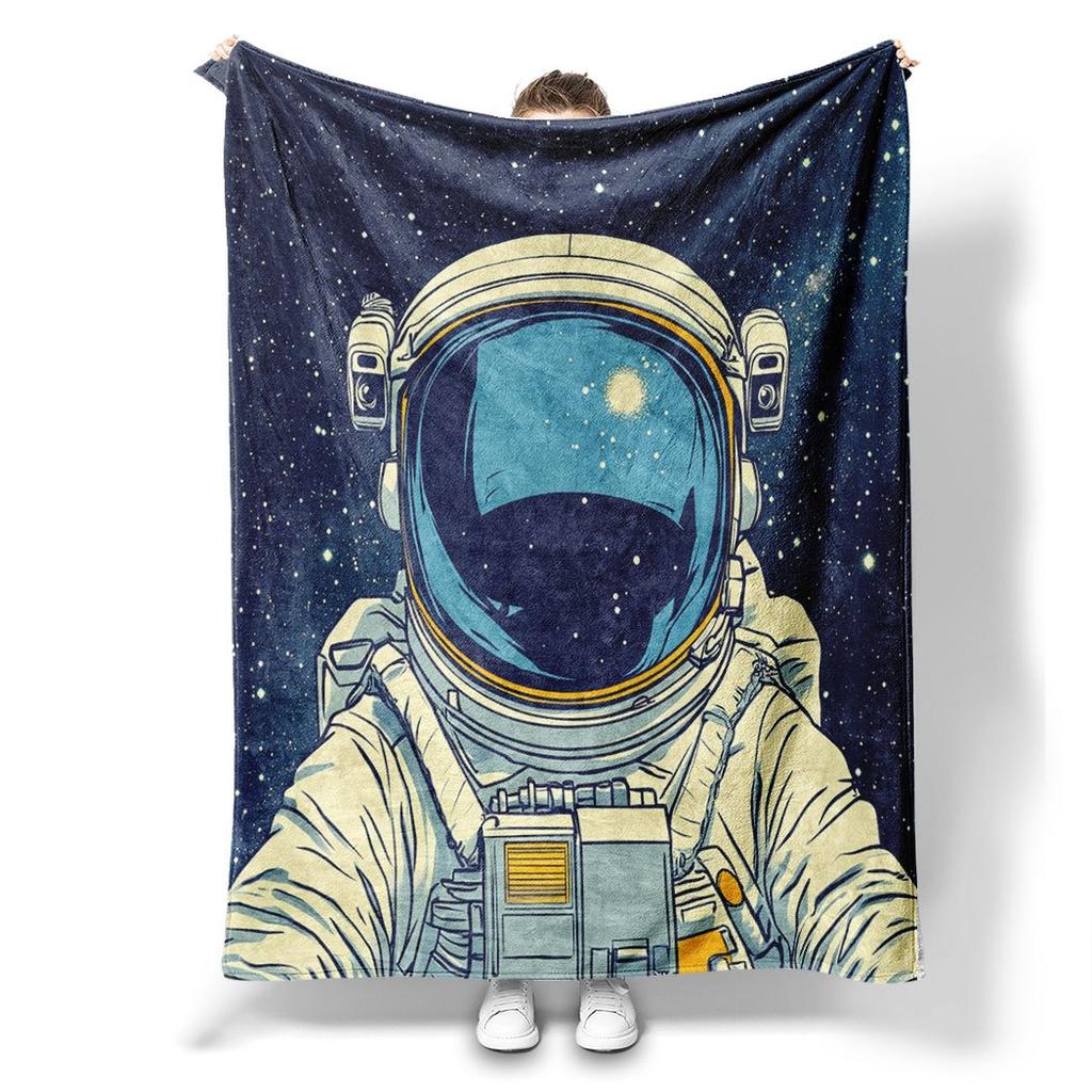 Astronaut Space Print Fleece Throw Blanket Soft Cozy for Home Office Sofa Car All Season Gift 150x200cm 59x79in
