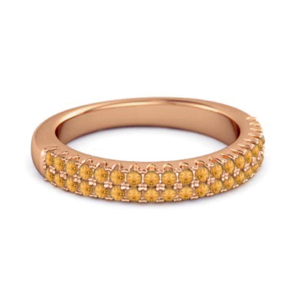 Citrine Triple Row Eternity Band Ring - 925 Sterling Silver Rose Gold Vermeil