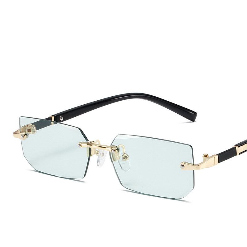 Trendy sluneční brýle bez obrouček pro muže Dámské Módní Bezrámové obdélníkové sluneční brýle Retro stínítka Letní cestovní brýle UV400