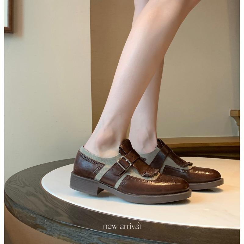 ~ Florence~ Heavy Industry Horse Skin Tassel Carved Baroque Leather Shoes Women