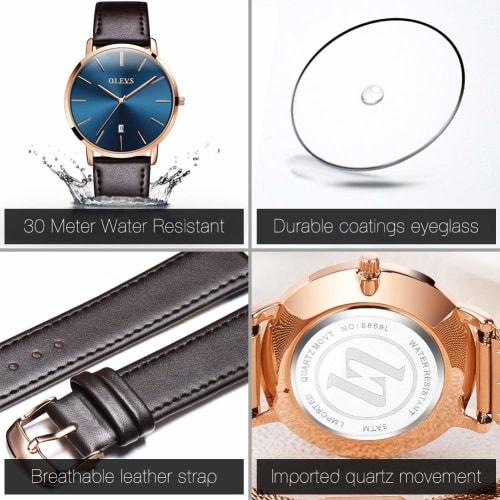 Women's Watch, Blue, Stylish, Arm Watch, Waterproof, Ultra-thin, For Women, Leather Belt, Brand, Leather, Analog, Small, Simple Dial, Easy to Read, Fa